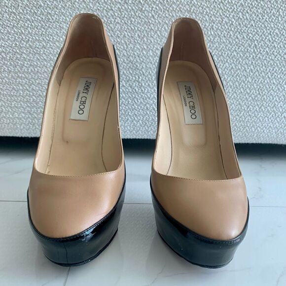 Jimmy Choo Nude/Black Sepia Platform Pumps - Picture 4 of 13
